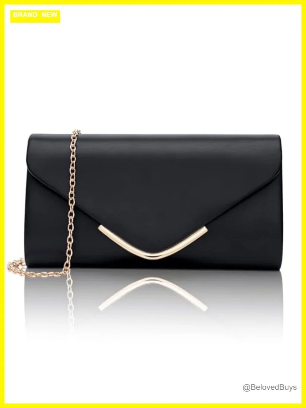 Vegan Leather Envelope Clutch with Detachable Chains for Evening & Wedding